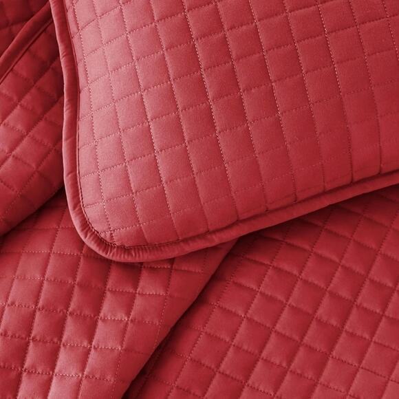 Southshore Oversized Lightweight 3 Pc Quilt Set Red Full/Queen - Picture 2 of 3